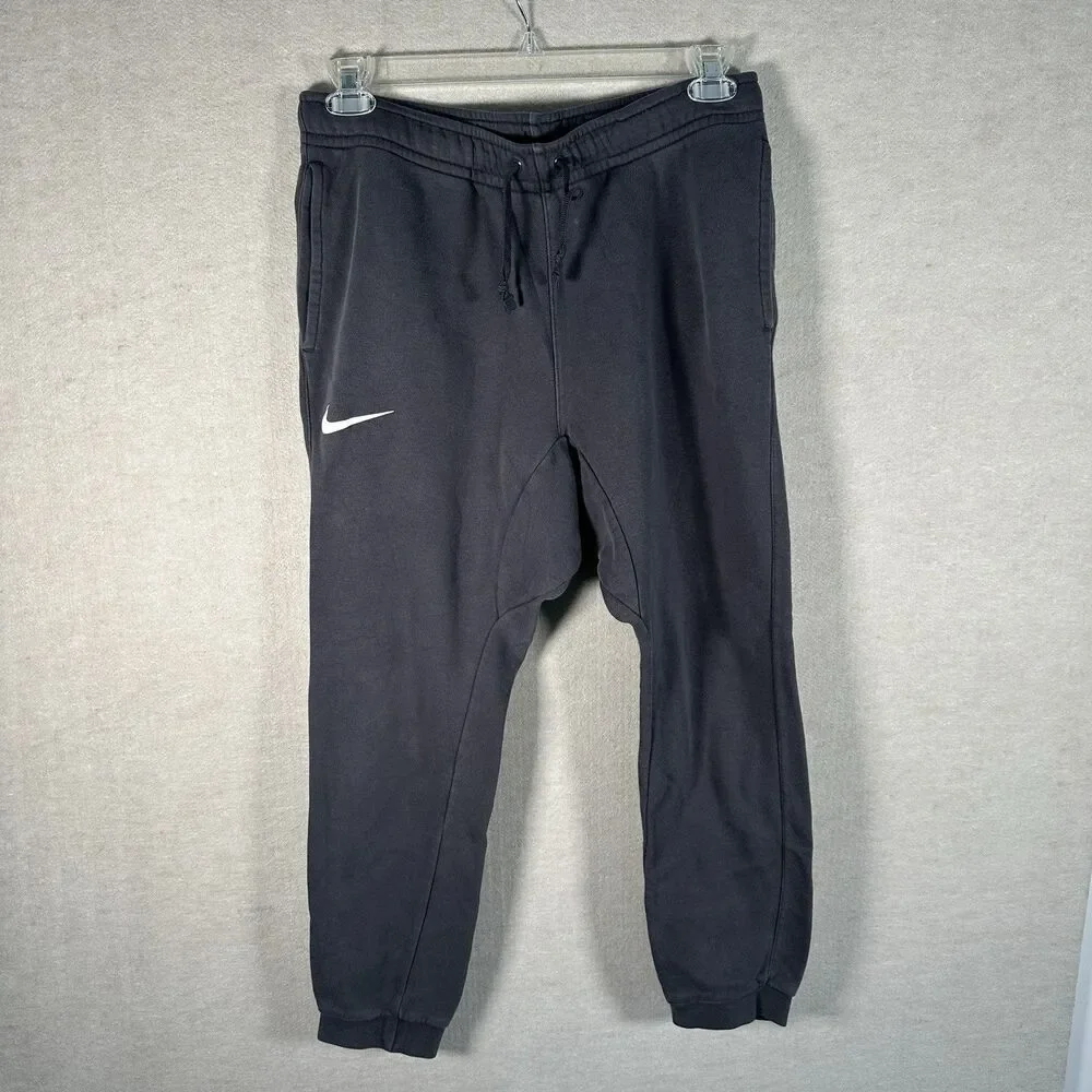 Nike NSW Club Fleece Black Joggers Sweatpants Big Swoosh Pockets Men’s Medium